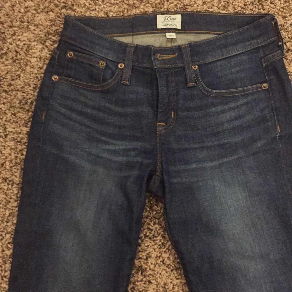 J Crew Toothpick Skinny raw hem ankle jeans